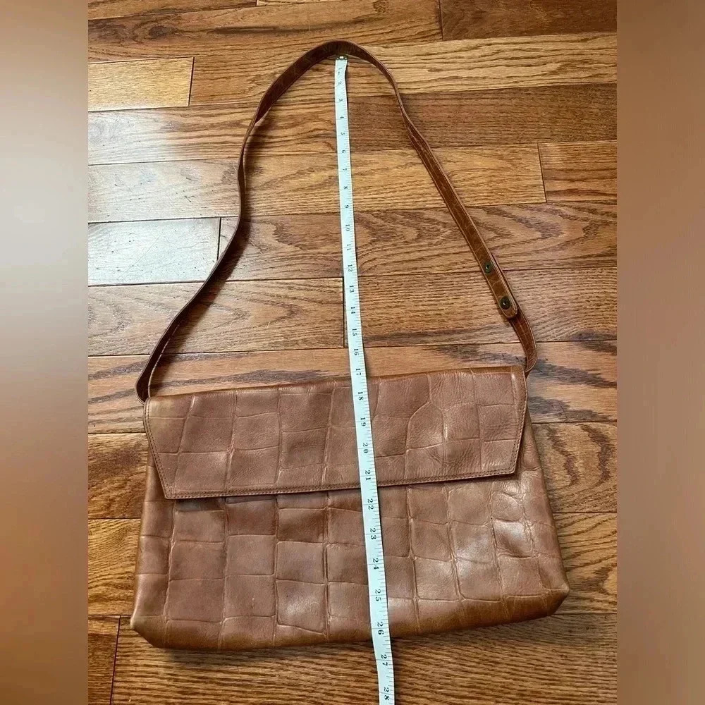 CW Marianelli leather / alligator crossbody/pouch Bag Brown Removable Strap - Picture 15 of 16